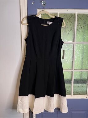 Shelby & Palmer Black Sleeveless Midi Dress with White Hem